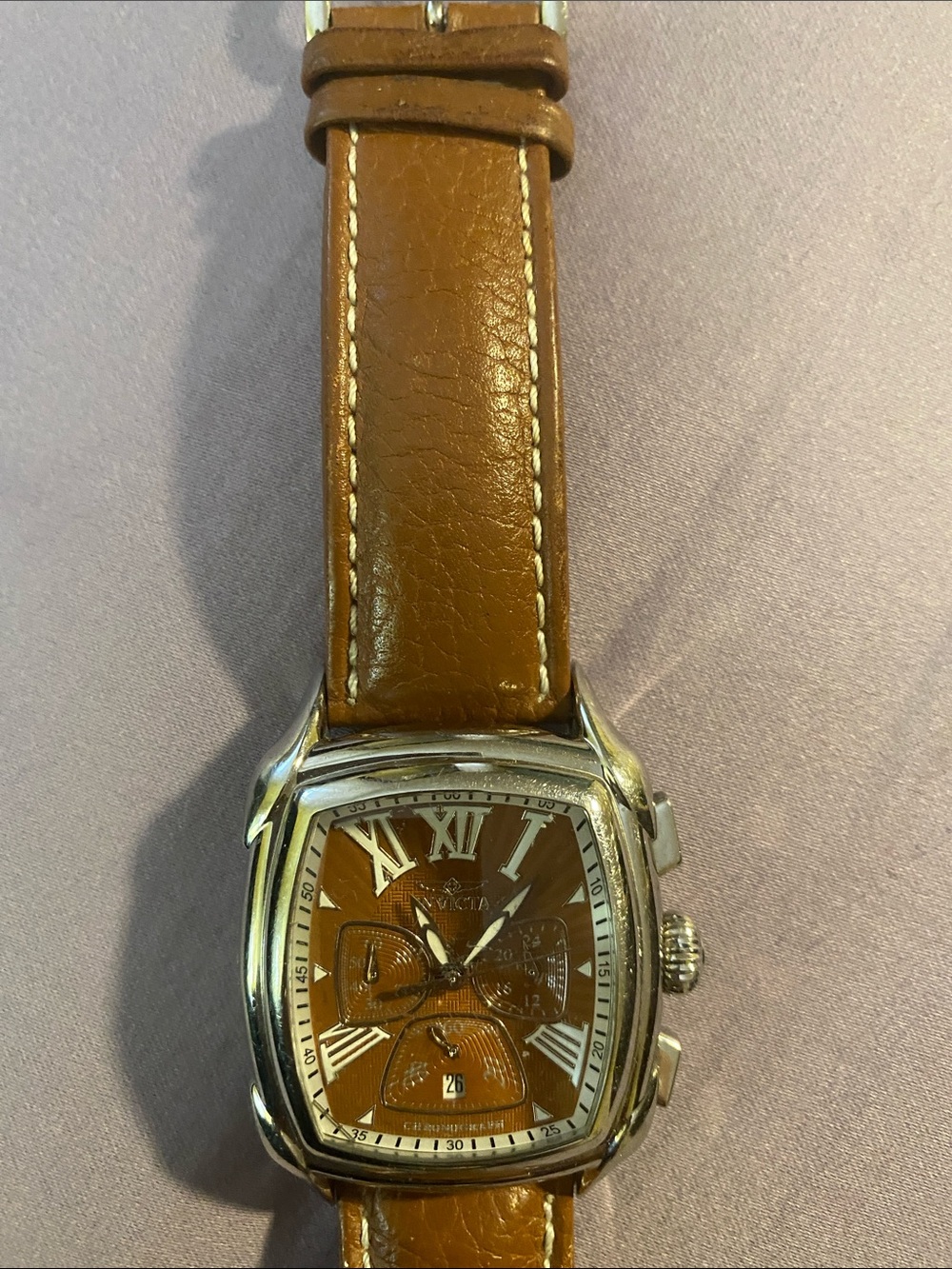 Invicta Brown Leather Strap Men's Chronograph Watch